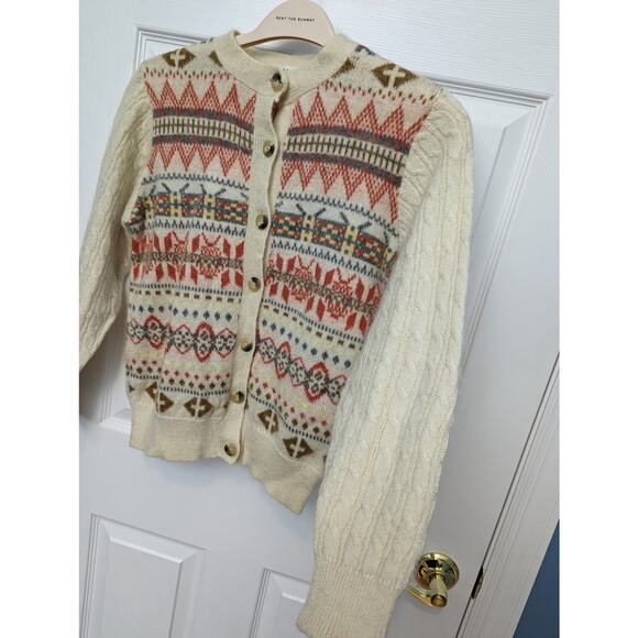 Cardigan Sweater Grandmacore Shabby Chic Ugly Christmas Holiday Party Button Up - Picture 5 of 15